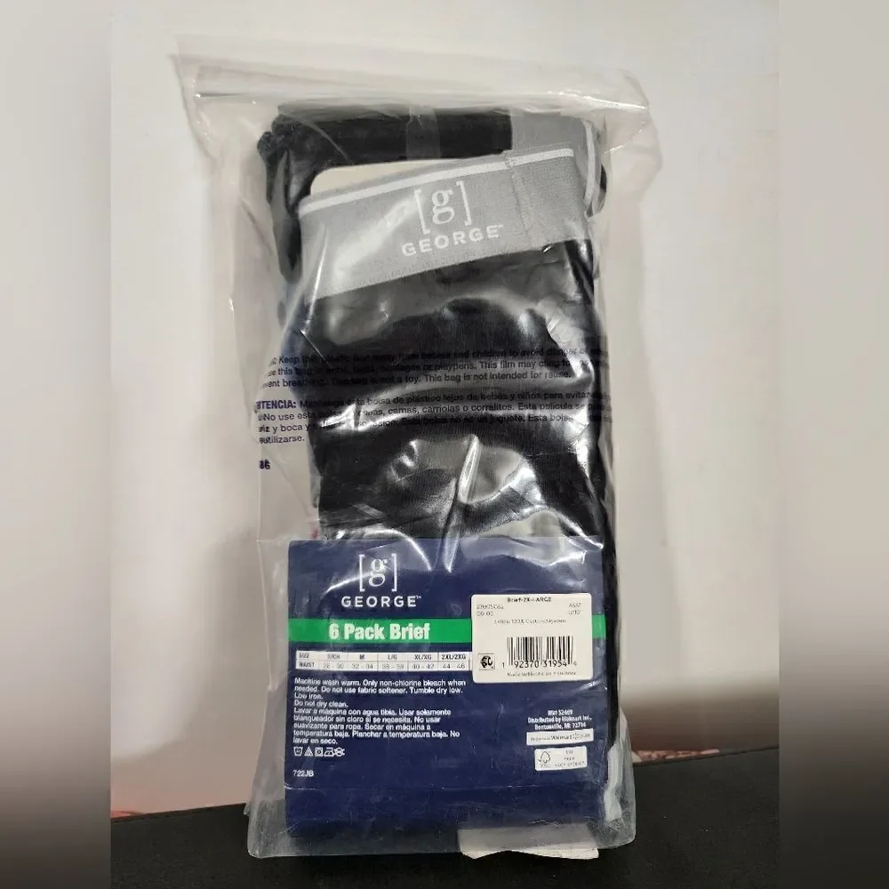 New George 6 Pack Antimicrobial Moisture Wicking Tagless Briefs 2XL